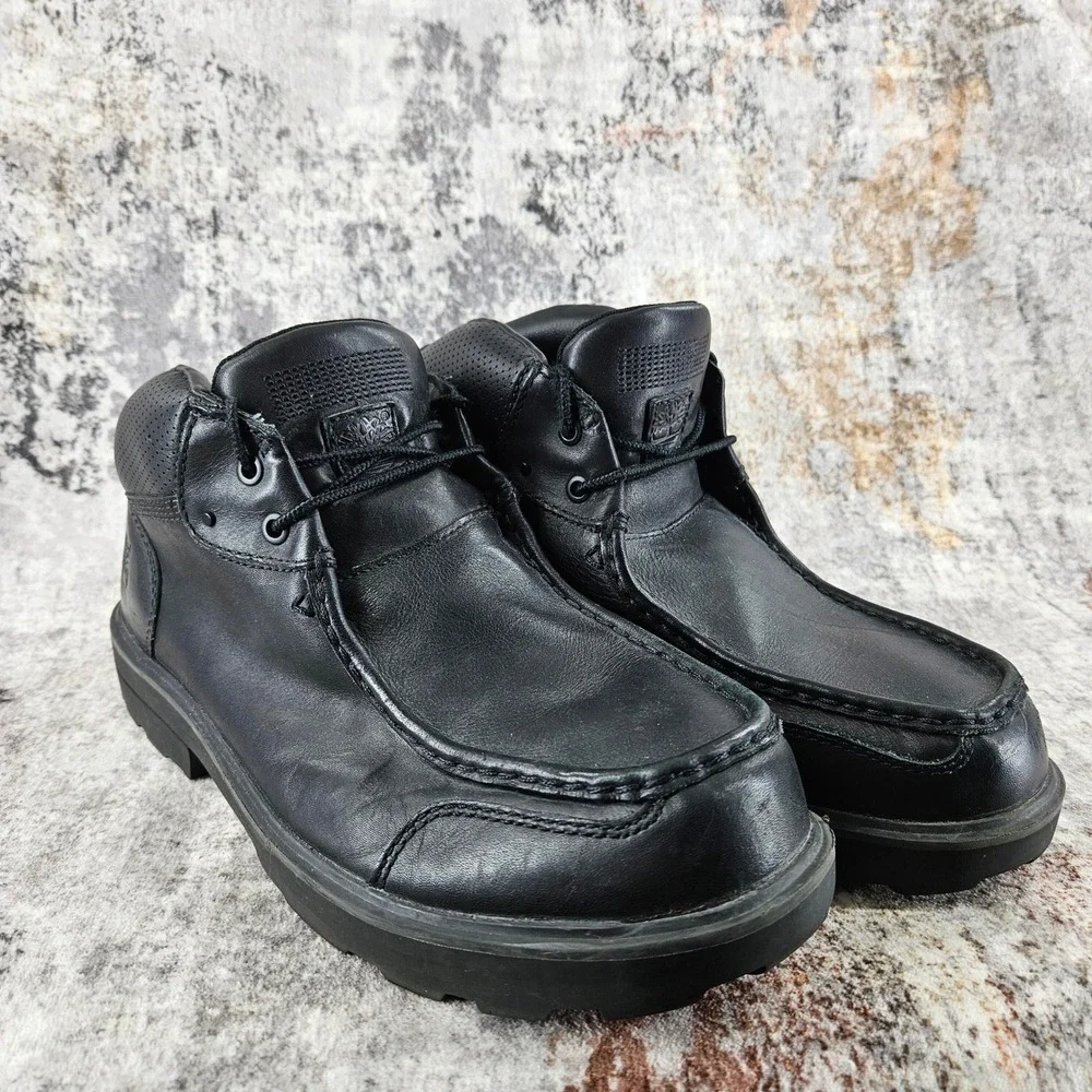 Timberland Boots Mens 11 Black Leather‎ Lace Up Rugged Street Chukka Boots